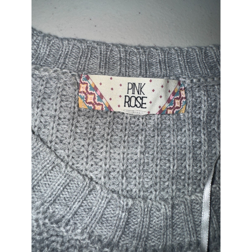Pink Rose Women’s M Knit Sweater Crew Neck Pullover Soft Cozy Autumn Casual - Picture 4 of 8